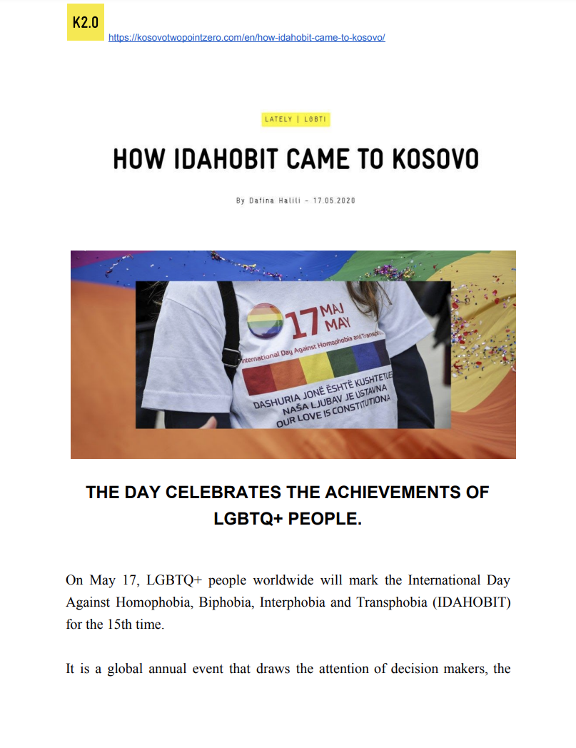 How IDAHOBIT came to Kosovo