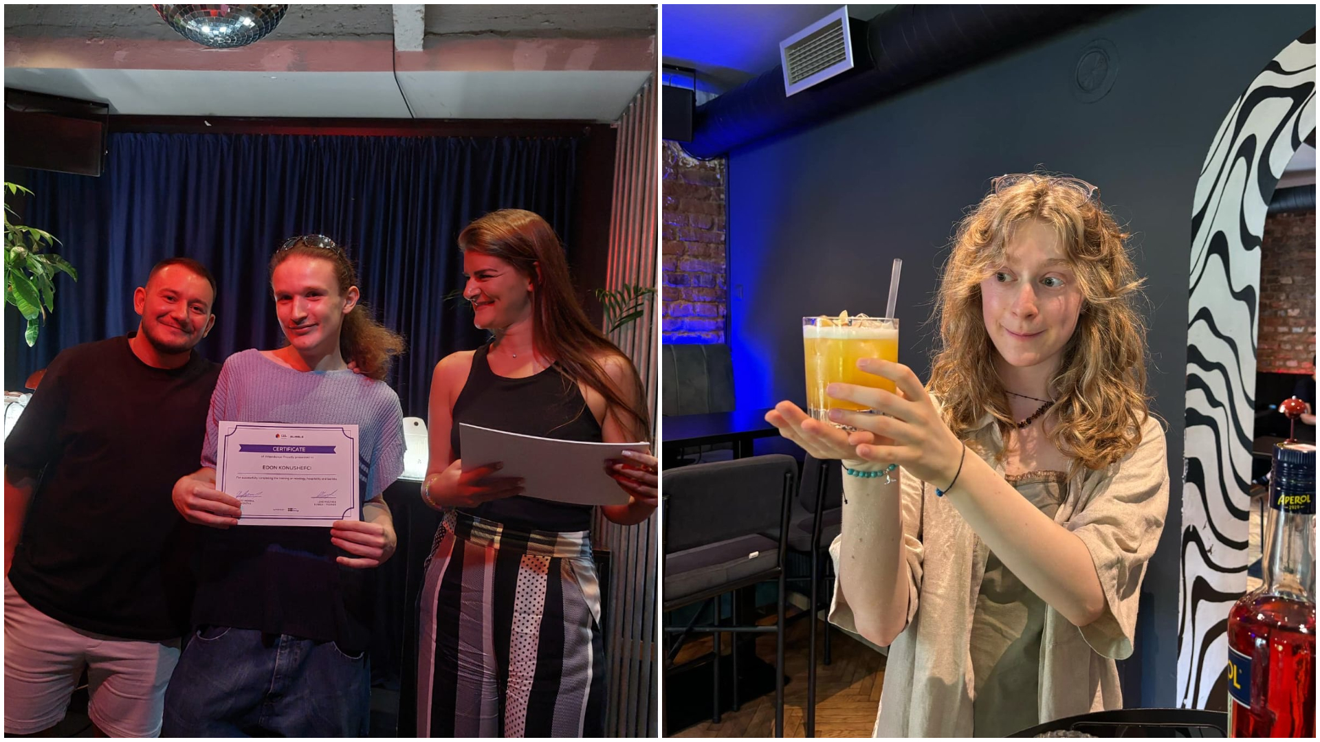 Përfundoi me çertifikata trajnimi për miksologji dhe barista